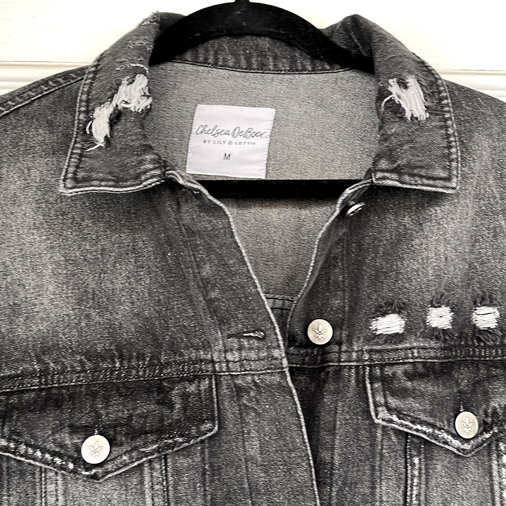 Chelsea DeBoer Black Penny Pearl Distressed Jacket with Pockets - Picture 5 of 9